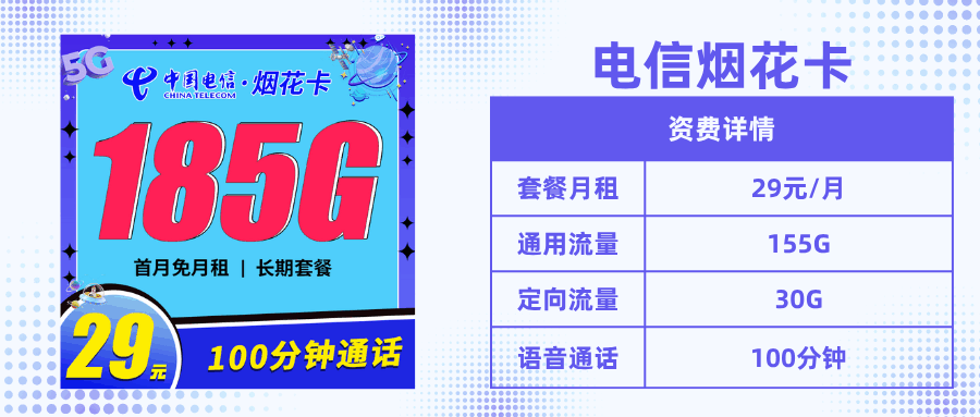 套餐直选，电信烟花卡
