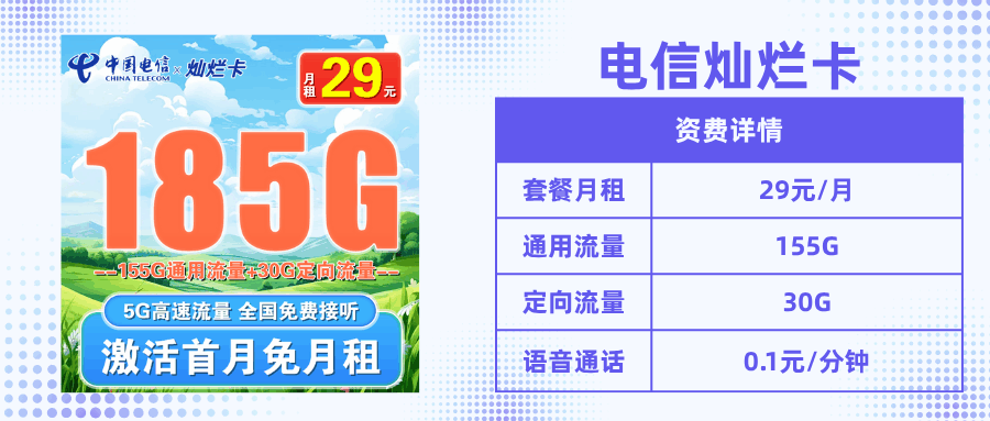 套餐直选，电信灿烂卡