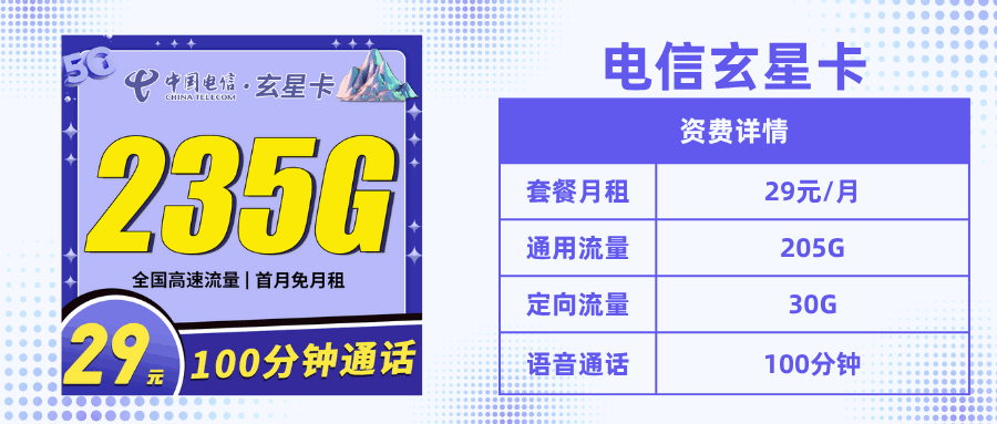 套餐直选，电信玄星卡