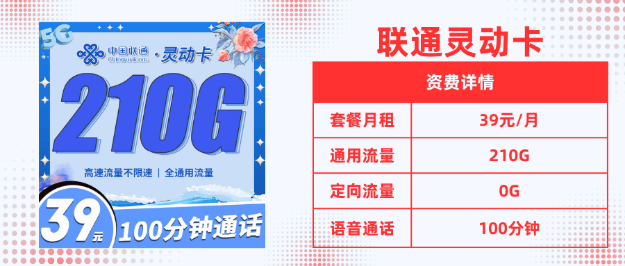 套餐直选，联通灵动卡
